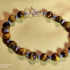 MEN'S -💯LOWEST PRICE💯 -TIGER'S EYE* (GOLDEN /BRACELET-8"/ CLASP, STERLING.